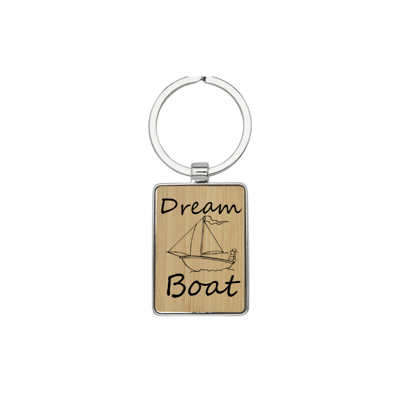 Porte clef bambou et Metal rectangle