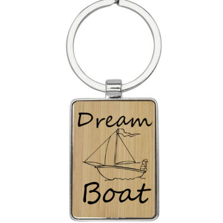 Porte clef bambou et Metal rectangle