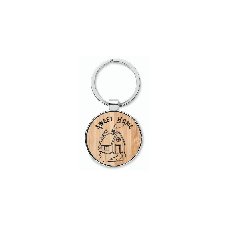 Porte clef bambou et Metal rond