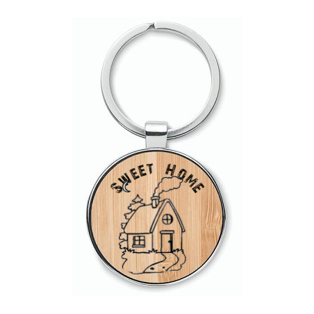 Porte clef bambou et Metal rond